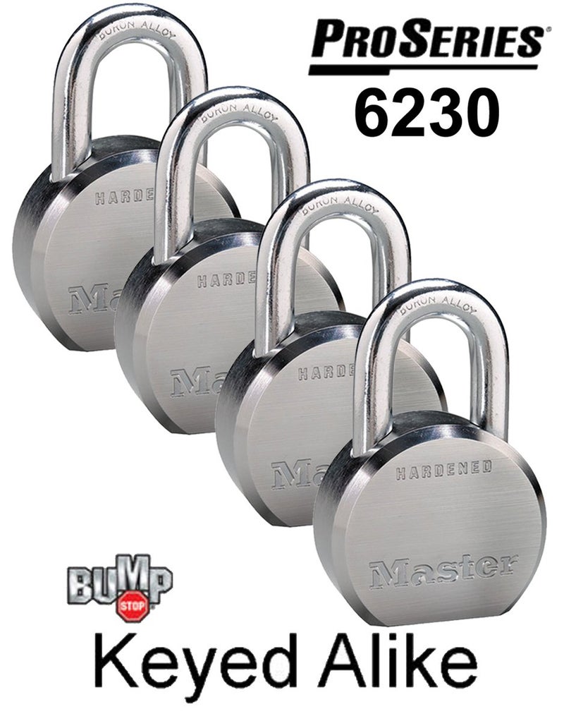 Master Lock Master Lock - (4) High Security Pro Series Keyed Alike Padlocks 6230NKA-4 w/BumpStop Technology  - Image 4