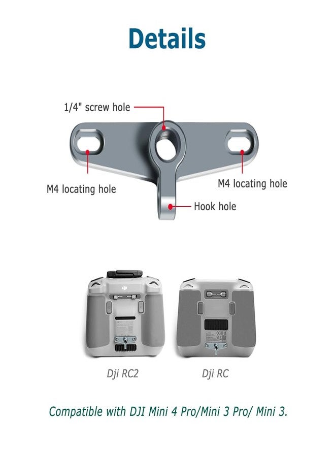 KOQINVIZ Bike Mount Tripod Adapter for DJI RC/RC2 Remote Control, Neck Strap Holder with 1/4" Screw Hole for DJI Mini 4/Mini 3 Pro - Image 3