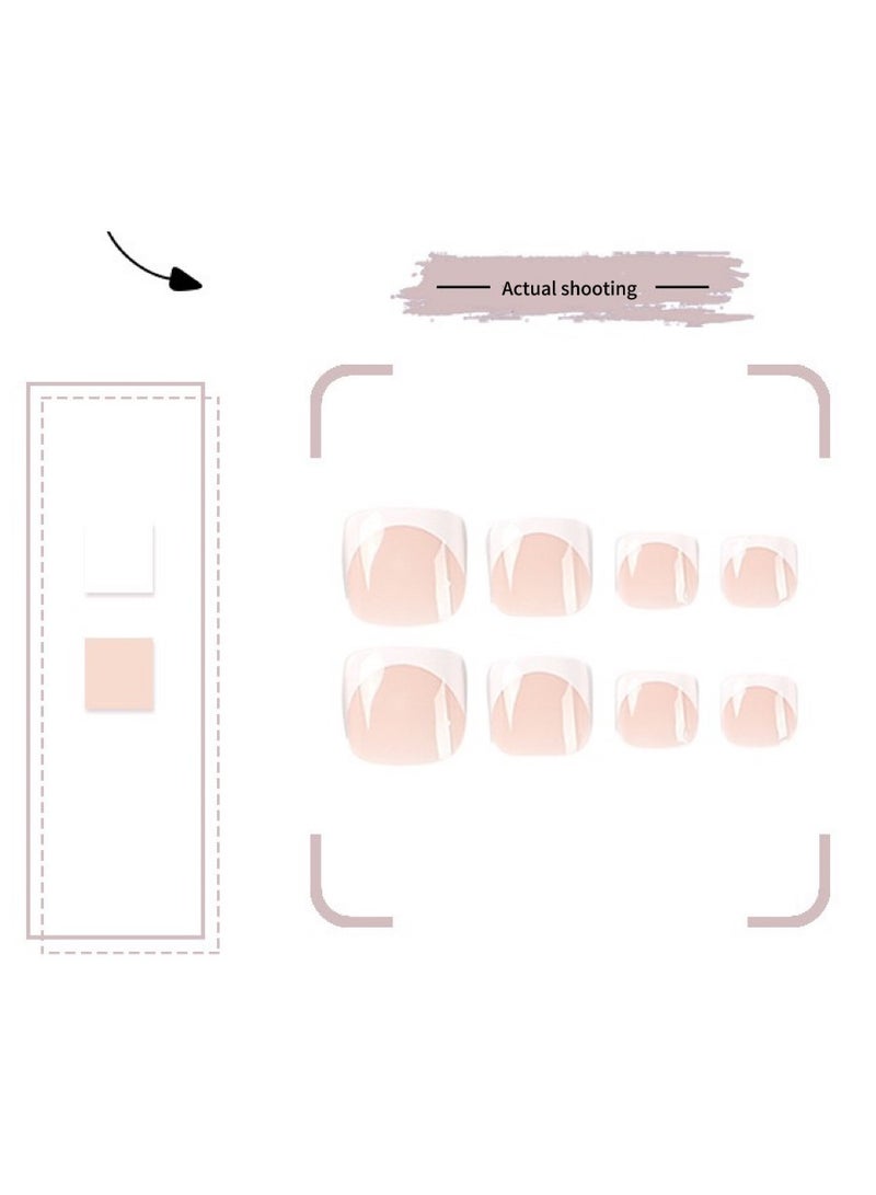 Captaintech Wearing Nails, Simple White-Edged French Foot Nails, Nail Pieces, Finished Nail Products - Image 5