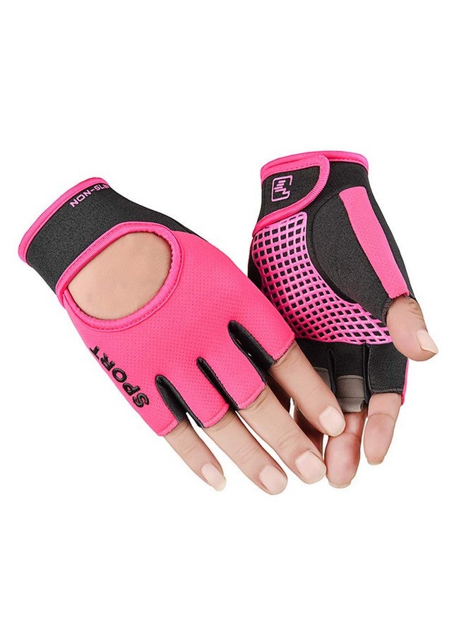 Clobeau Biking Gloves Kids Boys Girls Cycling Exercise Gloves Half Finger Fingerless Gloves Child Motor Bike Riding Anti-Slip Weight Lifting Bike Workout Climbing Bicycle Gloves Gym Skate Gloves (Pink) - Image 1