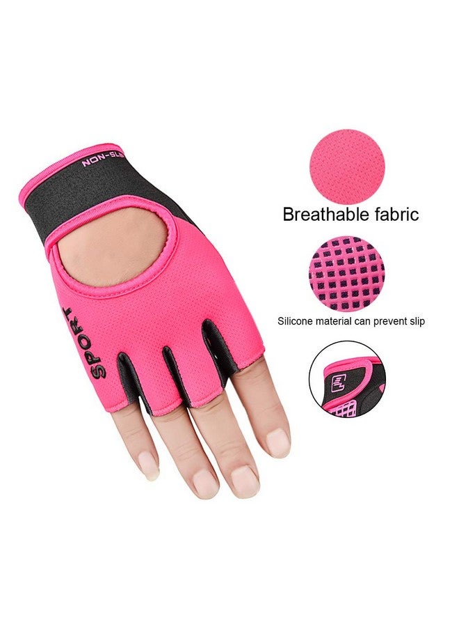 Clobeau Biking Gloves Kids Boys Girls Cycling Exercise Gloves Half Finger Fingerless Gloves Child Motor Bike Riding Anti-Slip Weight Lifting Bike Workout Climbing Bicycle Gloves Gym Skate Gloves (Pink) - Image 4