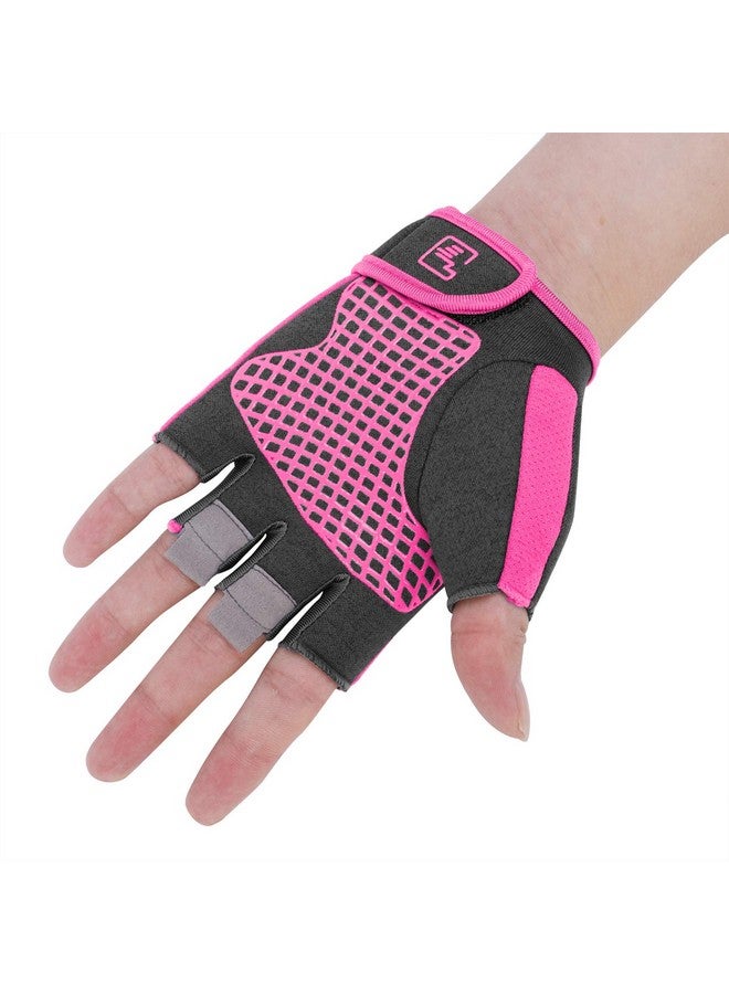Clobeau Biking Gloves Kids Boys Girls Cycling Exercise Gloves Half Finger Fingerless Gloves Child Motor Bike Riding Anti-Slip Weight Lifting Bike Workout Climbing Bicycle Gloves Gym Skate Gloves (Pink) - Image 5