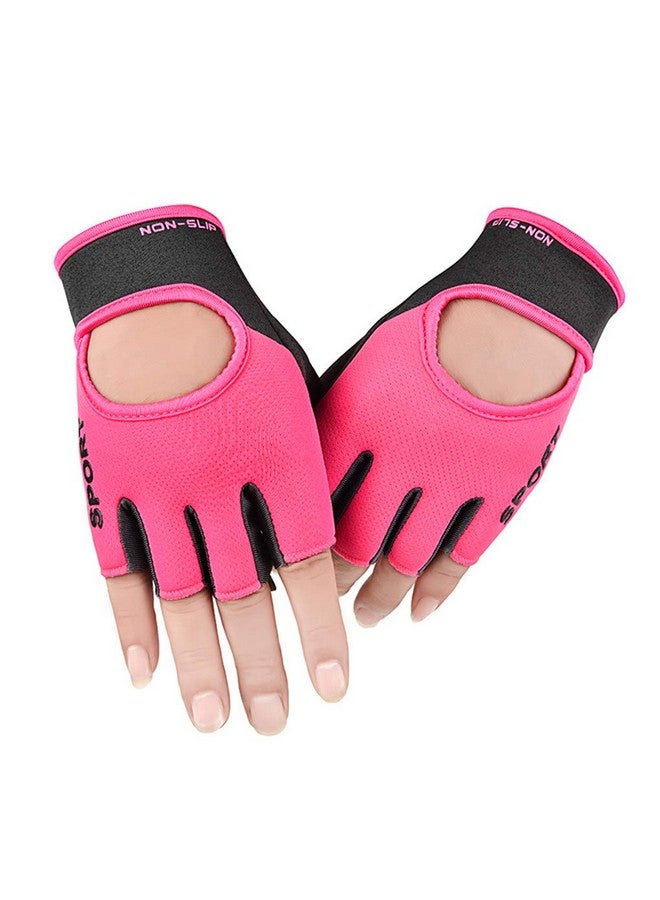 Clobeau Biking Gloves Kids Boys Girls Cycling Exercise Gloves Half Finger Fingerless Gloves Child Motor Bike Riding Anti-Slip Weight Lifting Bike Workout Climbing Bicycle Gloves Gym Skate Gloves (Pink) - Image 3