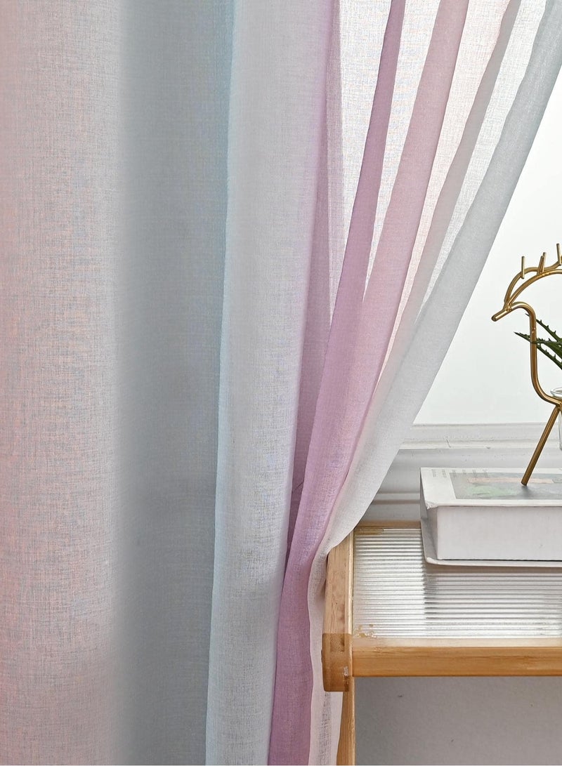 HUMJO Ombre Bedroom Curtains Linen  Light-transmitting  Curtain For Living Room Bedroom Children's Room etc.(2pcs, 140cmX260cm) - Image 4