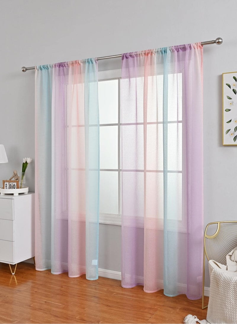 HUMJO Ombre Bedroom Curtains Linen  Light-transmitting  Curtain For Living Room Bedroom Children's Room etc.(2pcs, 140cmX260cm) - Image 2
