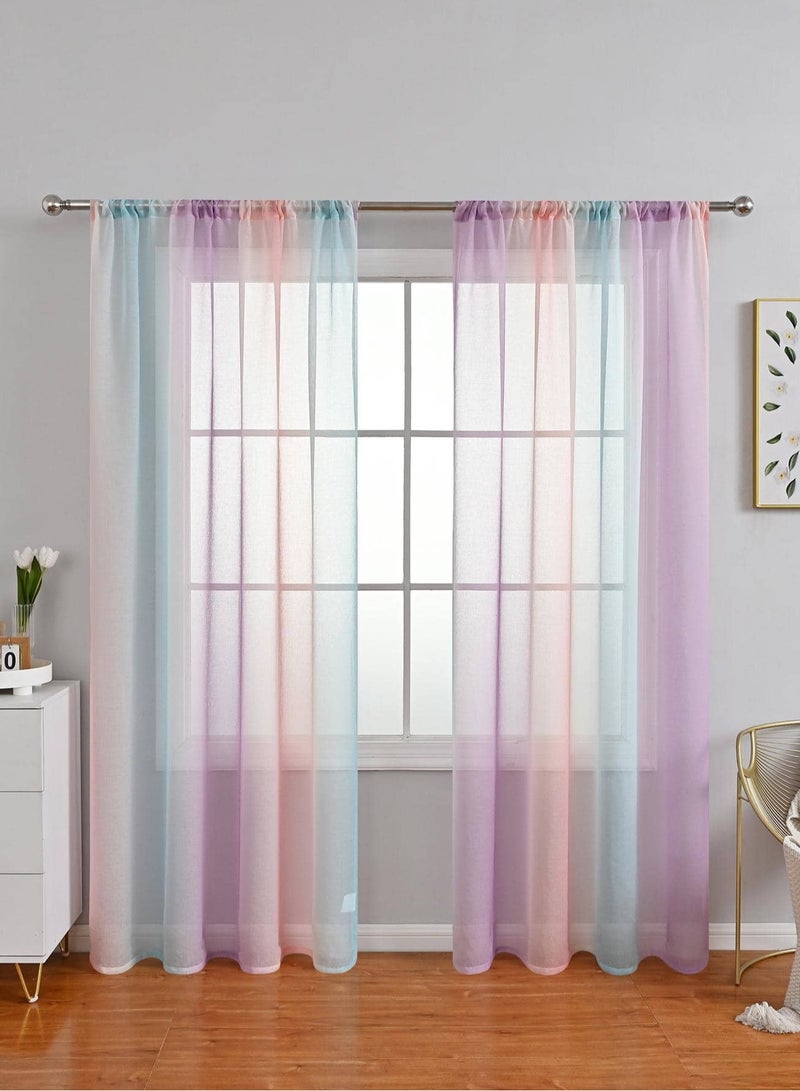 HUMJO Ombre Bedroom Curtains Linen  Light-transmitting  Curtain For Living Room Bedroom Children's Room etc.(2pcs, 140cmX260cm) - Image 1