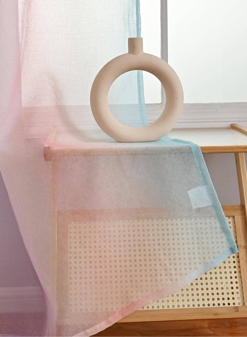 HUMJO Ombre Bedroom Curtains Linen  Light-transmitting  Curtain For Living Room Bedroom Children's Room etc.(2pcs, 140cmX260cm) - Image 5