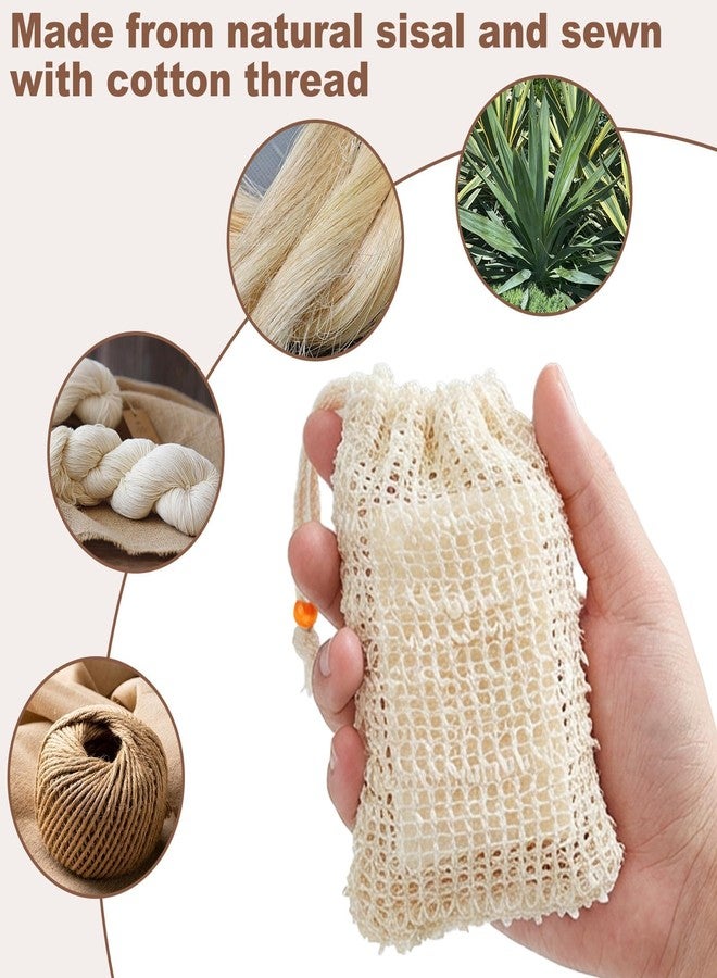 ECNHIVE 4Pcs Sisal Soap Saver Bag, Textured Mesh Bar Soap Pouch for Shower with Wooden Beads, Exfoliating Soap Sack with Drawstring for Body Massage, Reusable Foaming Net for Deep Skin Peeling and Wash - Image 5