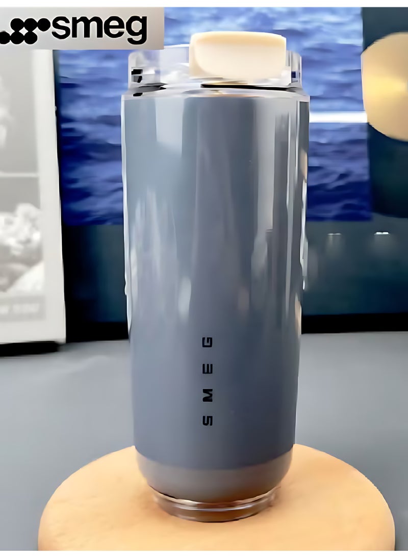 سميج فنجان قهوة | كوب مشروبات معزول مع غطاء مانع للتسرب | كوب قهوة طويل الأمد مع غطاء | كوب قهوة للسفر | 1 حزمة | رمادي - Image 1