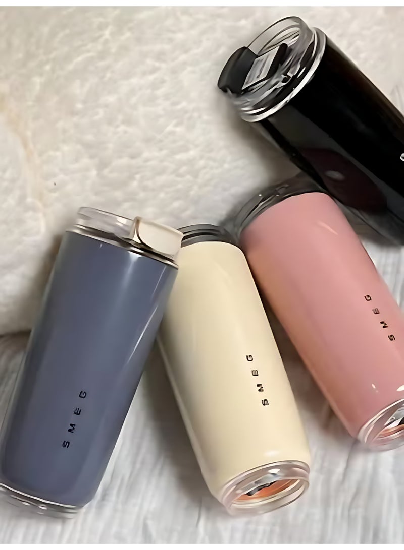 سميج فنجان قهوة | كوب مشروبات معزول مع غطاء مانع للتسرب | كوب قهوة طويل الأمد مع غطاء | كوب قهوة للسفر | 1 حزمة | رمادي - Image 3