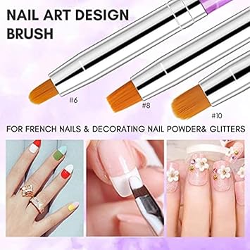 7pcs Nail Art Brushes Nail Paint Tools Nail Tips Acrylic UV Gel False Nails Painting DIY Nail Polish Pens Manicure Beauty Nail Art Tools Nail Accessories For Home Salon Nail Art Tips Builder Brush - Image 3