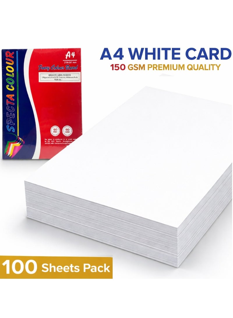 Lukadah A4 White Card Paper 150 GSM Thick Sheets Pack of 100, Premium Quality Printing Paper for Crafts, Office, School Projects, Inkjet and Laser Printer Compatible - Image 1