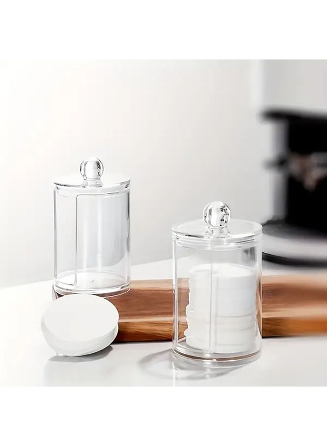 Bamboo Lid Acrylic Makeup Pad Storage Box Transparent Toothbrush Floss Organizer Cosmetic Container - Image 2