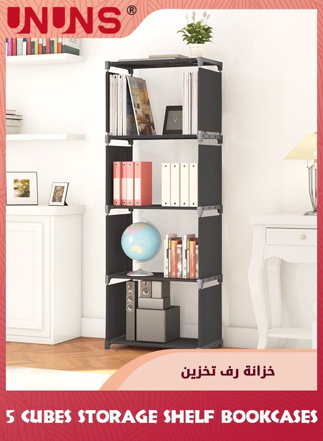 UNUNS Bookcases,5 Bookshelf Cubes File Cabinets,Assembled Storage Rack,Room Organizer,Storage Shelves For Book Toys Decoration Clock,Vertical Cabinet Bookcase For Bedroom/Study Room/Living Room/Office - Image 1