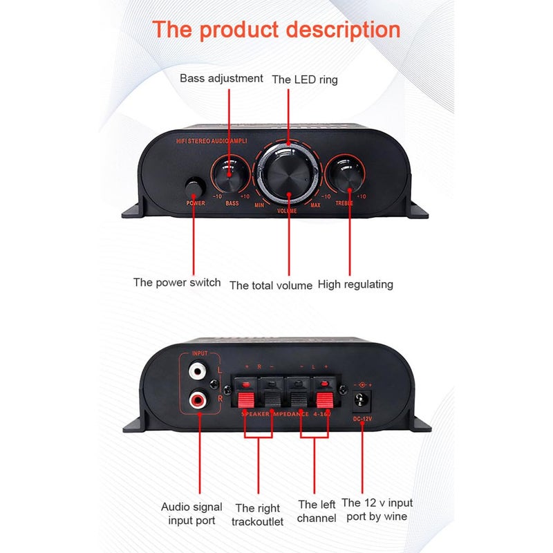 AK170 Portable Audio Power Amplifier Compact Speaker Amp for Car and Home - Image 5