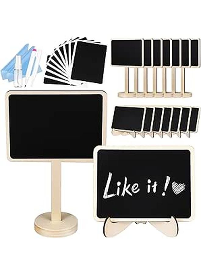 10 Mini Chalkboard Signs With Stands Includes 20 Stickers 2 Chalk Pens Random Color - Image 1