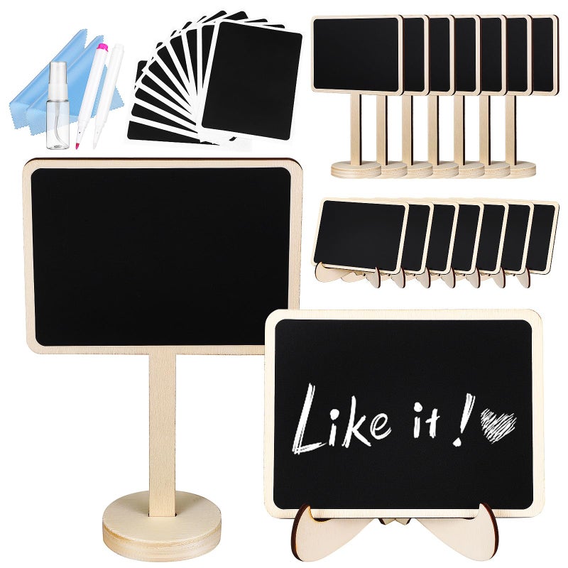 10 Mini Chalkboard Signs With Stands Includes 20 Stickers 2 Chalk Pens Random Color - Image 2