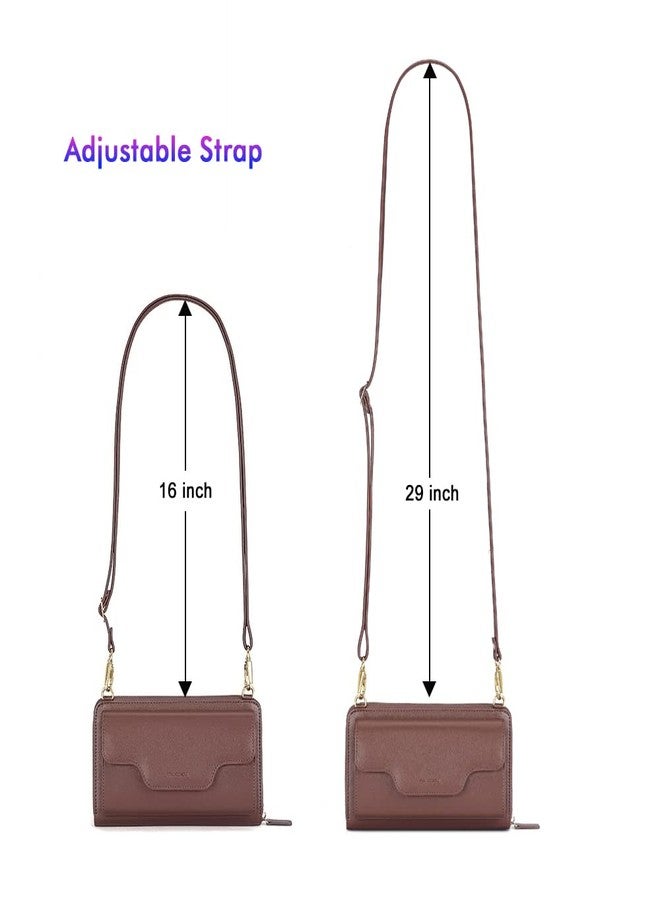 nuoku Small Purse for Women, RFID Blocking Wristlet Wallet, Crossbody Clutch with Cell Phone Pocket, Coffee - Image 5