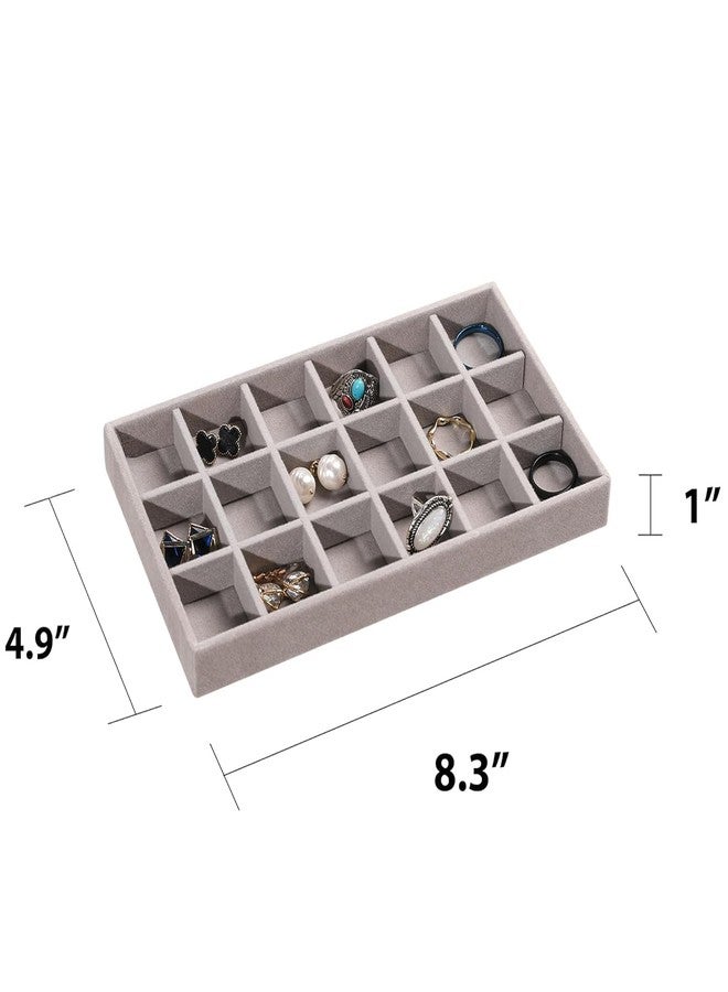 DGOOLS Jewelry Organizer Tray,Stackable Velvet Jewelry Trays,Drawer Inserts Earring Organizer For Women Girls Jewelry Storage Display Case for Rings Stud Necklaces,Set of 4(Grey) - Image 3