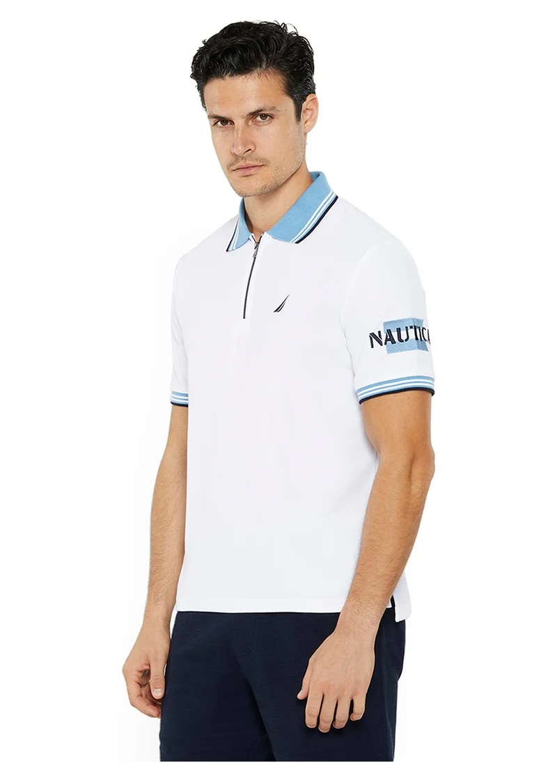 NAUTICA Men's Cotton Blend White Polo T-Shirt – Classic Essential for Casual Look