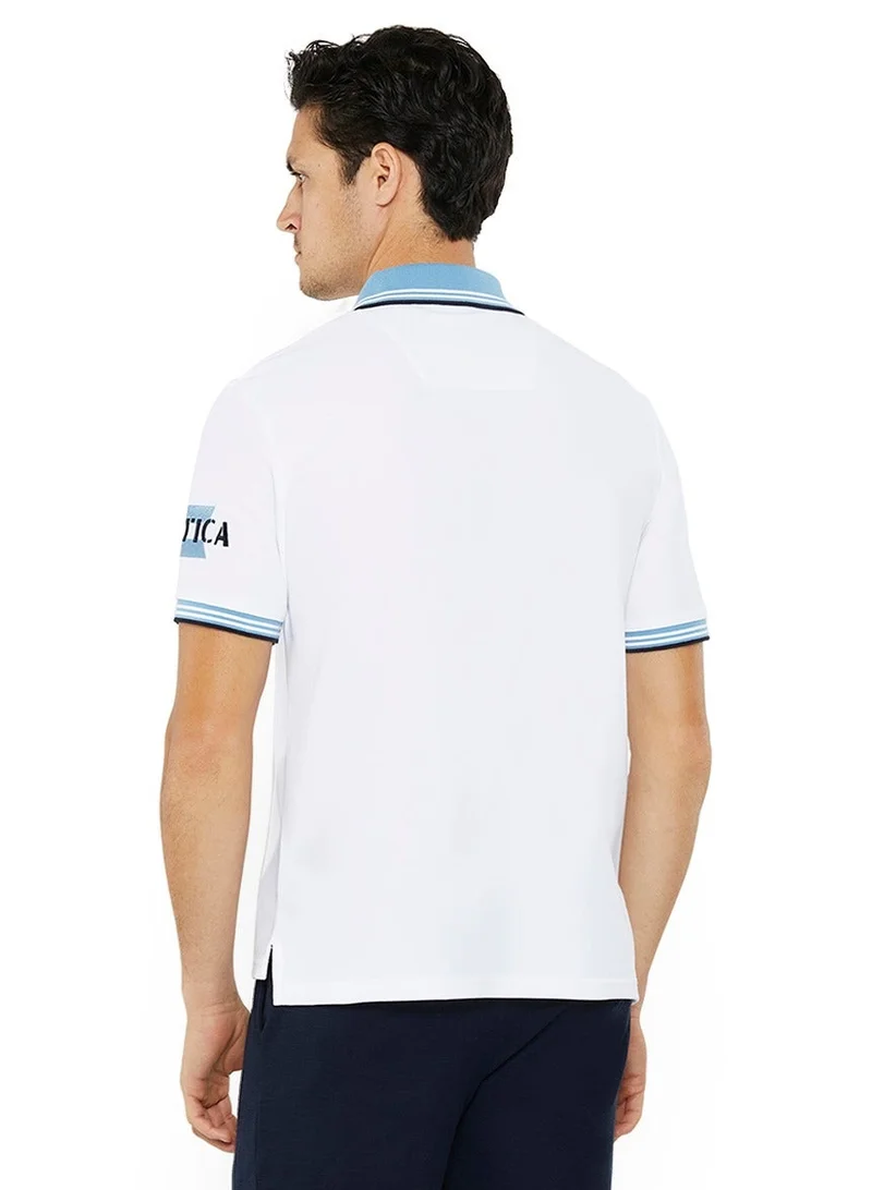 NAUTICA white Essential Regular Fit Cotton Blend Logo Polo Shirt for Men | Best Price UAE