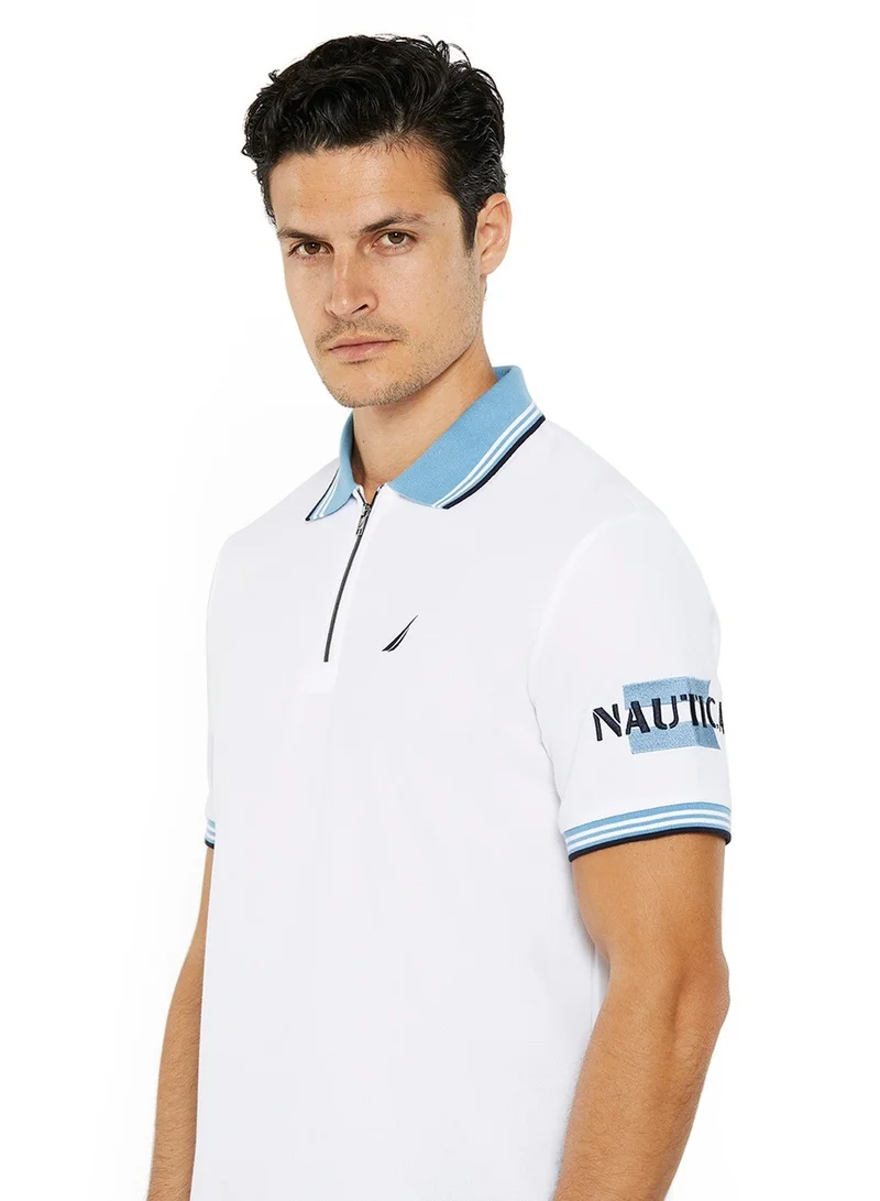 NAUTICA white Essential Regular Fit Cotton Blend Logo Polo Shirt for Men | Best Price UAE