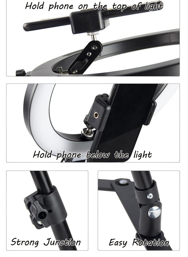 والالا ضوء حلقة تصوير فوتوغرافي مقاس 10 بوصة مع حامل مكتب وحامل هاتف، ضوء دائرة LED لسطح المكتب، ضوء حلقة للهاتف لصور السيلفي والمكياج والبث المباشر - Image 4