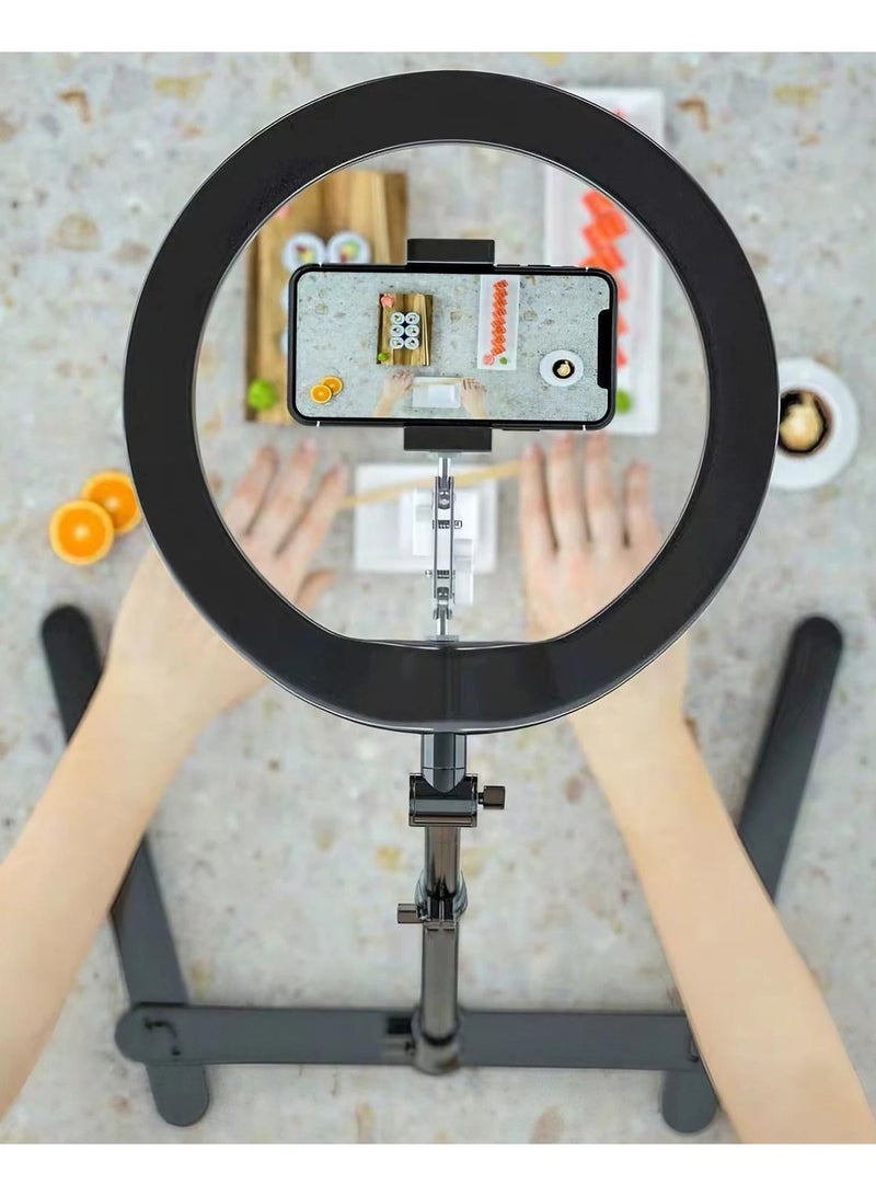 والالا ضوء حلقة تصوير فوتوغرافي مقاس 10 بوصة مع حامل مكتب وحامل هاتف، ضوء دائرة LED لسطح المكتب، ضوء حلقة للهاتف لصور السيلفي والمكياج والبث المباشر - Image 2