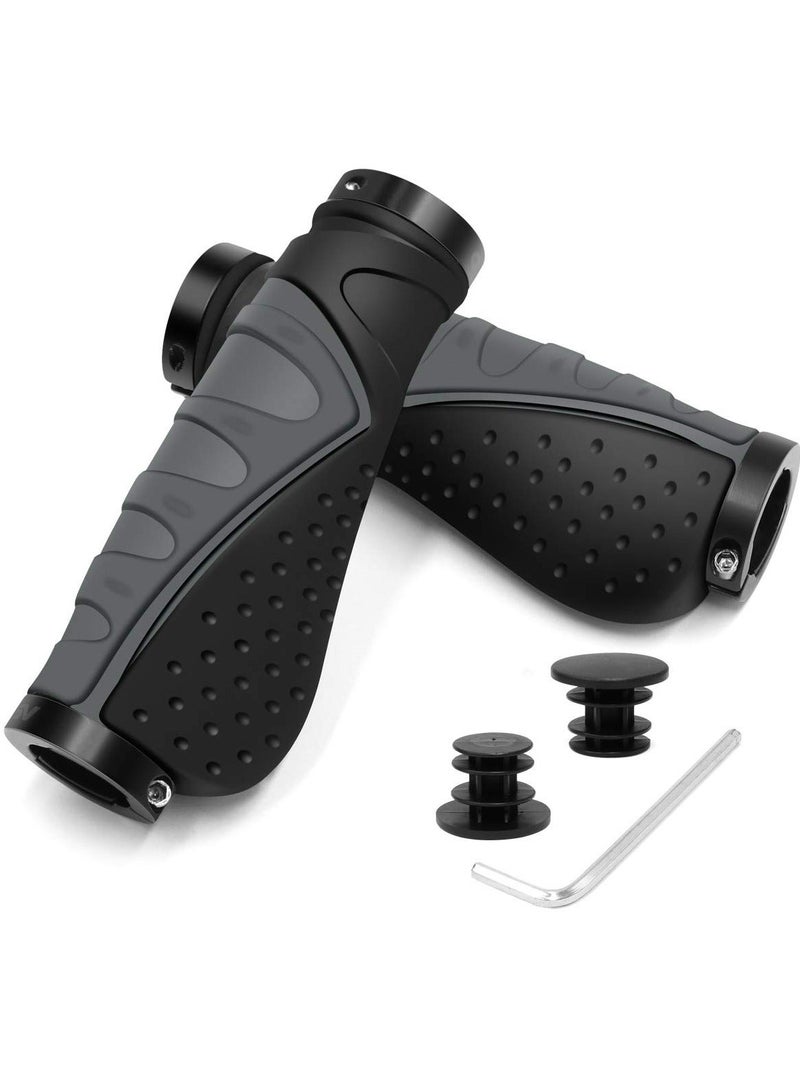 Y&D Bike Handlebar Grips, Aluminium Screw Double Lock Universal Ergonomic Non-Slip Rubber Mountain Grips 22.2 mm MTB for Scooters, BMX, Road - Image 1