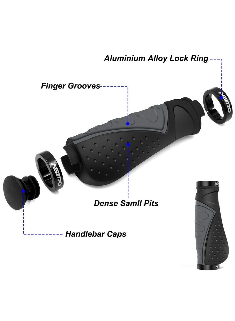 Y&D Bike Handlebar Grips, Aluminium Screw Double Lock Universal Ergonomic Non-Slip Rubber Mountain Grips 22.2 mm MTB for Scooters, BMX, Road - Image 2