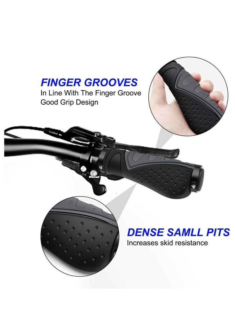 Y&D Bike Handlebar Grips, Aluminium Screw Double Lock Universal Ergonomic Non-Slip Rubber Mountain Grips 22.2 mm MTB for Scooters, BMX, Road - Image 3