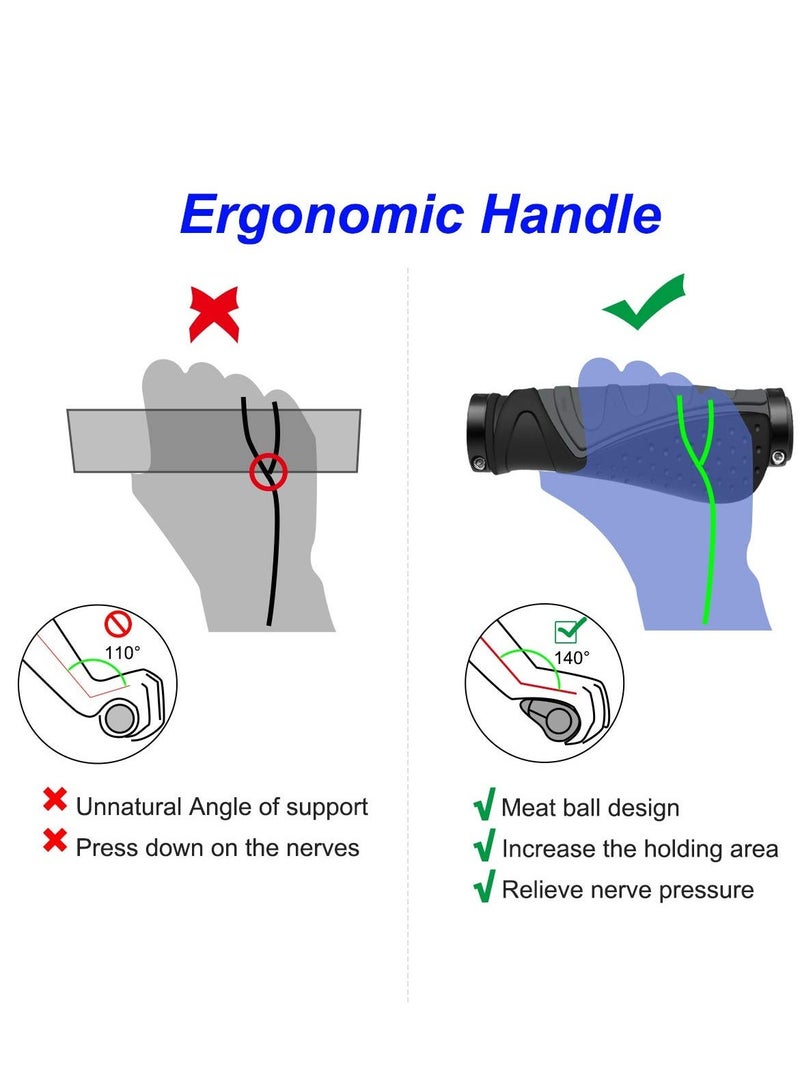 Y&D Bike Handlebar Grips, Aluminium Screw Double Lock Universal Ergonomic Non-Slip Rubber Mountain Grips 22.2 mm MTB for Scooters, BMX, Road - Image 4