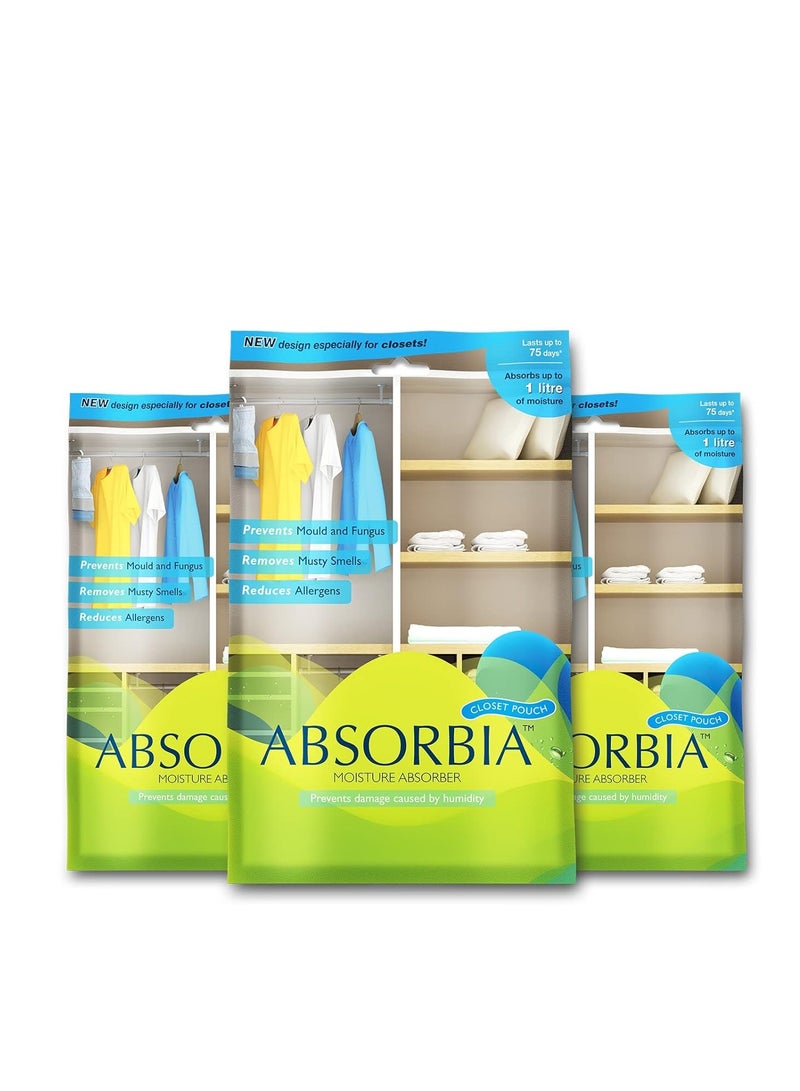 Absorbia Absorbia Moisture Absorber| Absorbia Hanging Pouch - Family Pack of 3 (440ml Each)  - Image 1