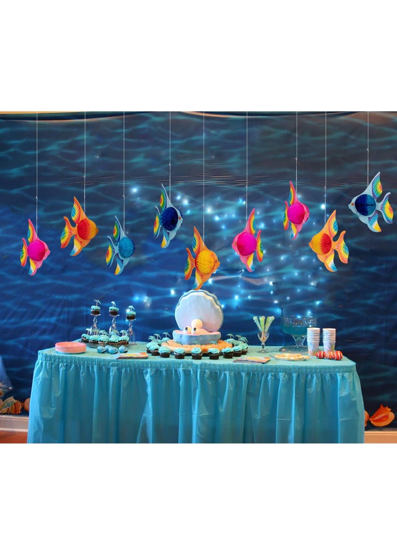 SOLARAE 12PCS Tropical Fish Party Decorations Supplies, Sea Animal Honeycomb Ball Centerpiece Under The sea Mermaid Luau Hawaiian Kids Birthday Ceiling Decor - Image 3