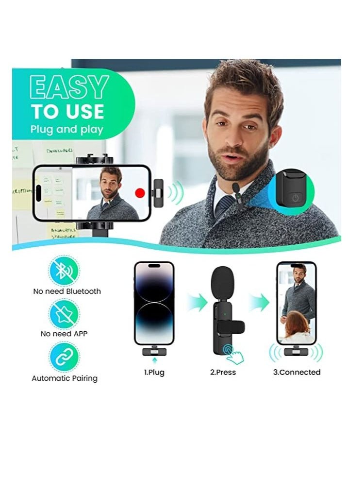 Generic - 2 Pack Wireless Microphone for iPhone iPad Mini iPhone Video Recording YouTube Interview TikTok Vlog - Image 1