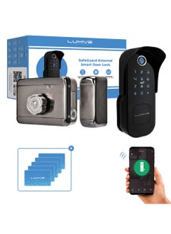 LUMIVE Lumive Outdoor Smart Door Lock -Single sided- Fingerprint Entry, WiFi, Passcode, App Unlocking, Keys, 5 Smart Cards, Fits Doors 30-60mm. Works with the Lumive App.  - Image 1