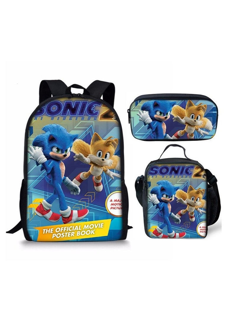 Y&D مجموعة من 3 قطع من حقيبة الغداء المعزولة بطباعة ثلاثية الأبعاد من Sonic متعددة الألوان - Image 1