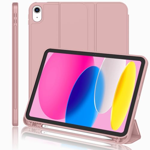 iMieet iPad A16 Case 11th GeniPad 10th Generation Case 11Inch 2025109 Inch 2022 with Pencil Holder Trifold Stand Smart Cover with Soft TPU BackAuto WakeSleepDark Salmon - Image 1