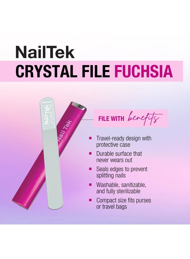 Nail Tek Crystal File - Glass Nail File with Case, Durable & Gentle for Natural Nails, Travel-Friendly Design, Fuchsia, Mini 3" - Image 3