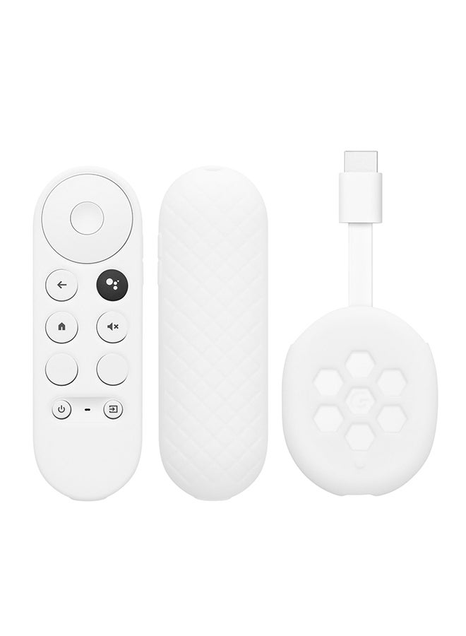 O Ozone Silicone Remote Cover Set Compatible with Google Chromecast 2020 4K, Anti-Slip Shockproof TV Set Top Box Sleeve Cover (White)  - Image 1