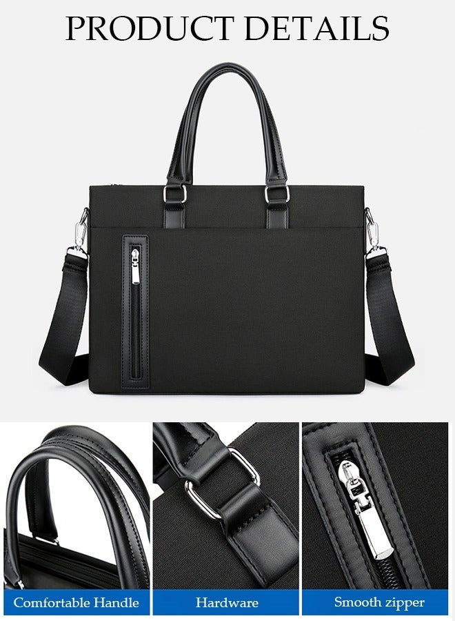 Mens Business Briefcase Large Capacity Laptop Bag Large Slim Messenger Bag Crossbody Bag with Soft Top Handle Handbag and Long Straps for Business Travel Office Work - Image 1