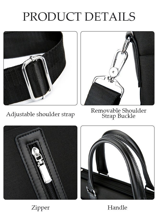Mens Business Briefcase Large Capacity Laptop Bag Large Slim Messenger Bag Crossbody Bag with Soft Top Handle Handbag and Long Straps for Business Travel Office Work - Image 3