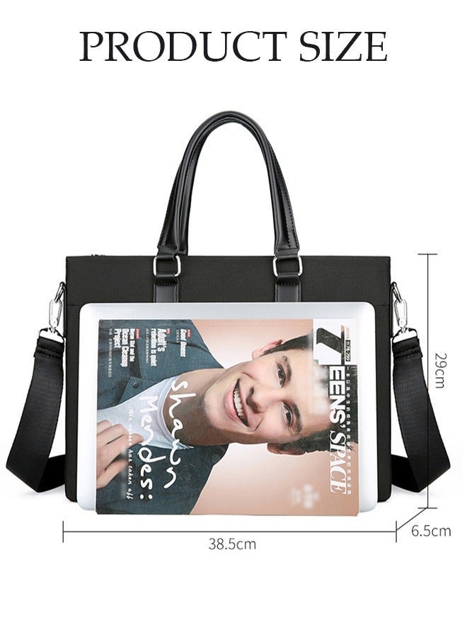 Mens Business Briefcase Large Capacity Laptop Bag Large Slim Messenger Bag Crossbody Bag with Soft Top Handle Handbag and Long Straps for Business Travel Office Work - Image 2