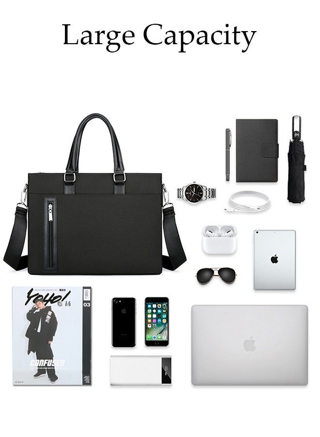 Mens Business Briefcase Large Capacity Laptop Bag Large Slim Messenger Bag Crossbody Bag with Soft Top Handle Handbag and Long Straps for Business Travel Office Work - Image 4