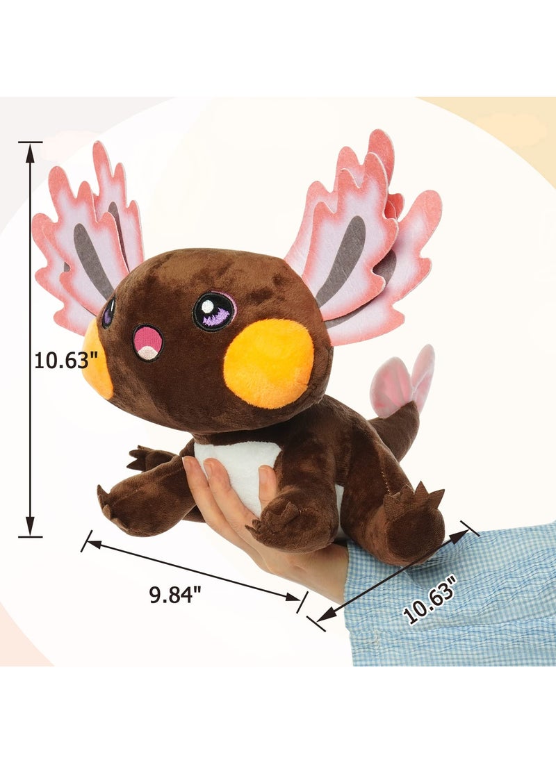 SYOSI Axolotl Plush Toy Stuffed Animals, Soft Cute Axolotl Plush Dolls, Kawaii Animal Play Toys for Kids Girls Boys, Toy Doll Plushies Room Decor Gifts for Kids Birthday (10.63in, Brown) - Image 3