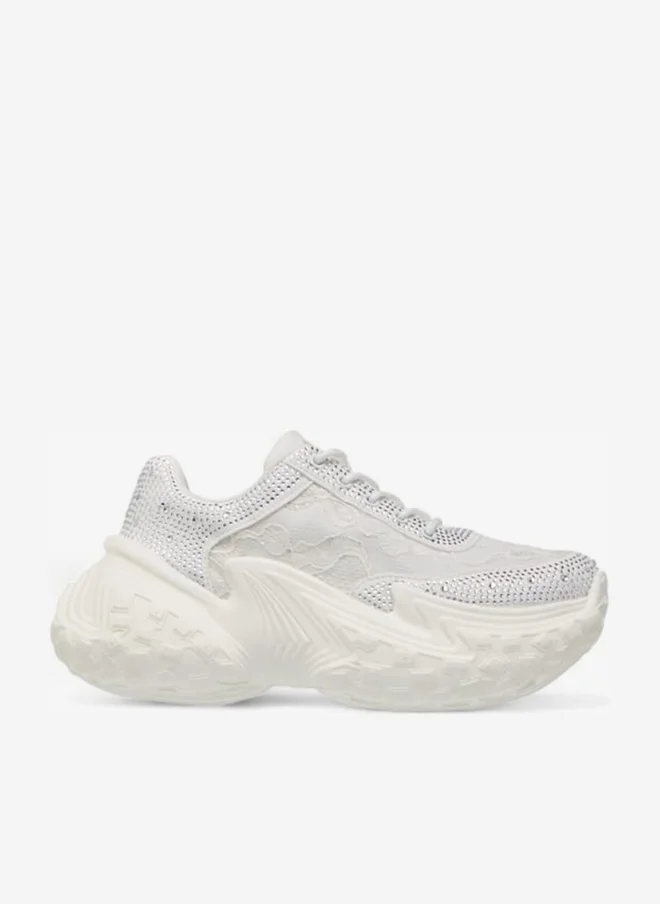 Celeste Womens Embellished Sneakers With Lace-Up Closure