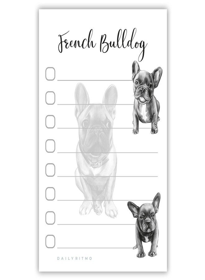 DAILY RITMO French Bulldog Puppies Sticky to Do List Notepad - Dog Sticky Notes Stationary School Office Supplies for Frenchie Mom | French Bulldog Gifts for Frenchie Lovers | 4" x 6" 50 Pages - Image 1