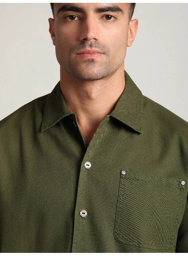 بيونغ جاكيت شيرت زيتوني متعدد الجيوب