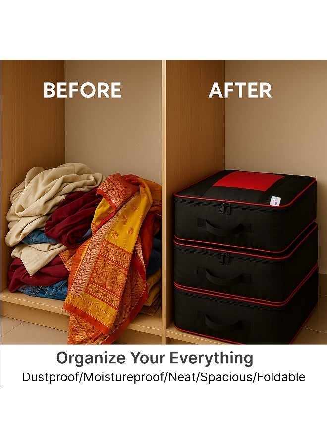 Lazer Pack of 4 Large Black Organizer Bags for Clothes - Image 5