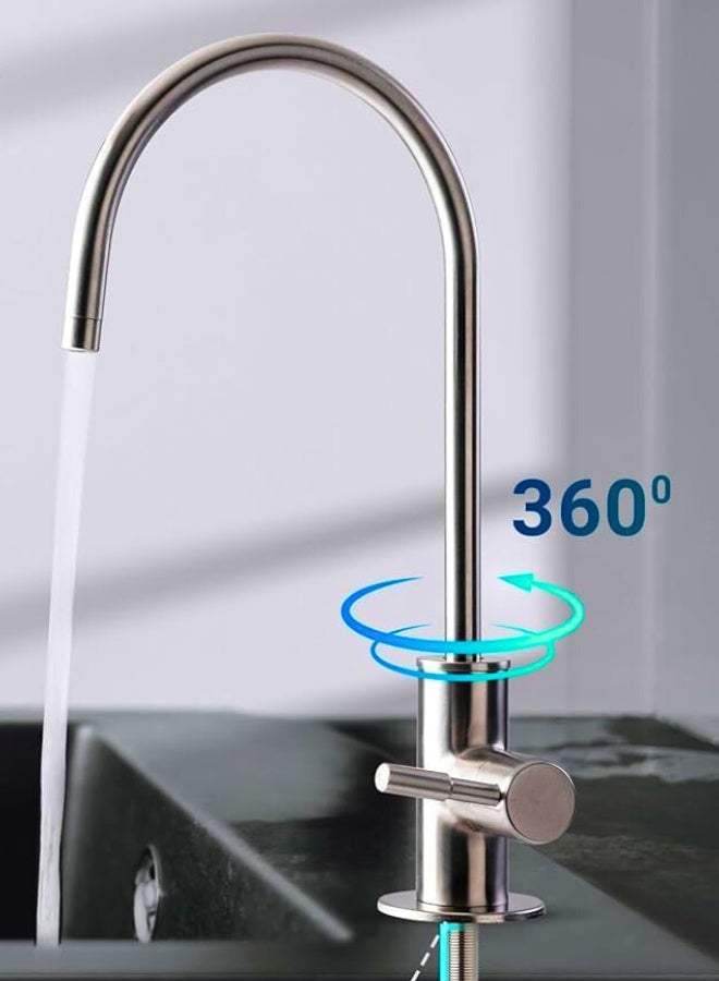 Chase Up GA1-BN Drinking Water RO Faucet for Kitchen Sink, Heavy-Duty Lead-Free Reverse Osmosis Faucet for RO Water Filtration System, Non-Air Gap 100% Stainless Steel RO Faucet, Brushed Nickel Finish - Image 3